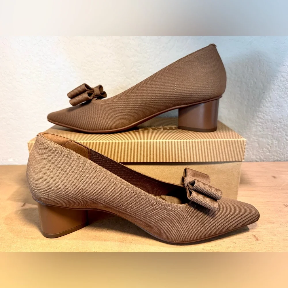 Vivaia NEW Titli Pro Square Point Toe Chunky Block Heels In Espresso Women’s 9.5